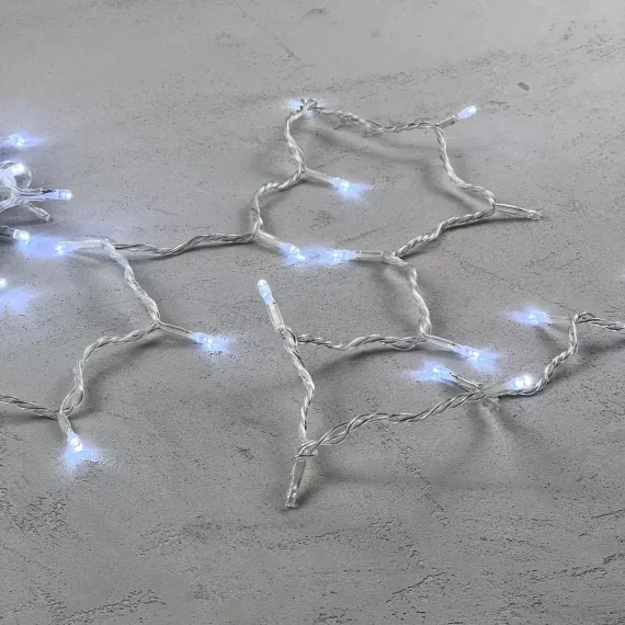 Светодиодная нить 100 белых LED ламп с мерцанием, 10 м., 24В., прозрачный провод ПВХ, LTC (PST100BLW-10-1W)