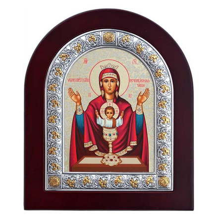 Неупиваемая чаша. Икона Божьей Матери в серебряной раме. 15,5 × 19 см.