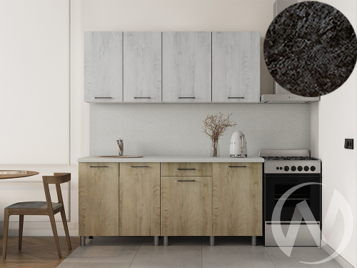 Кухня Одри 1.8м (корпус белый/дуб остин серый; дуб остин бежевый) 26мм кастилло темный