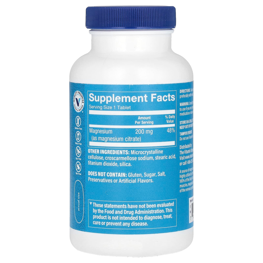 The Vitamin Shoppe, Цитрат магния, 200 мг, 100 таблеток