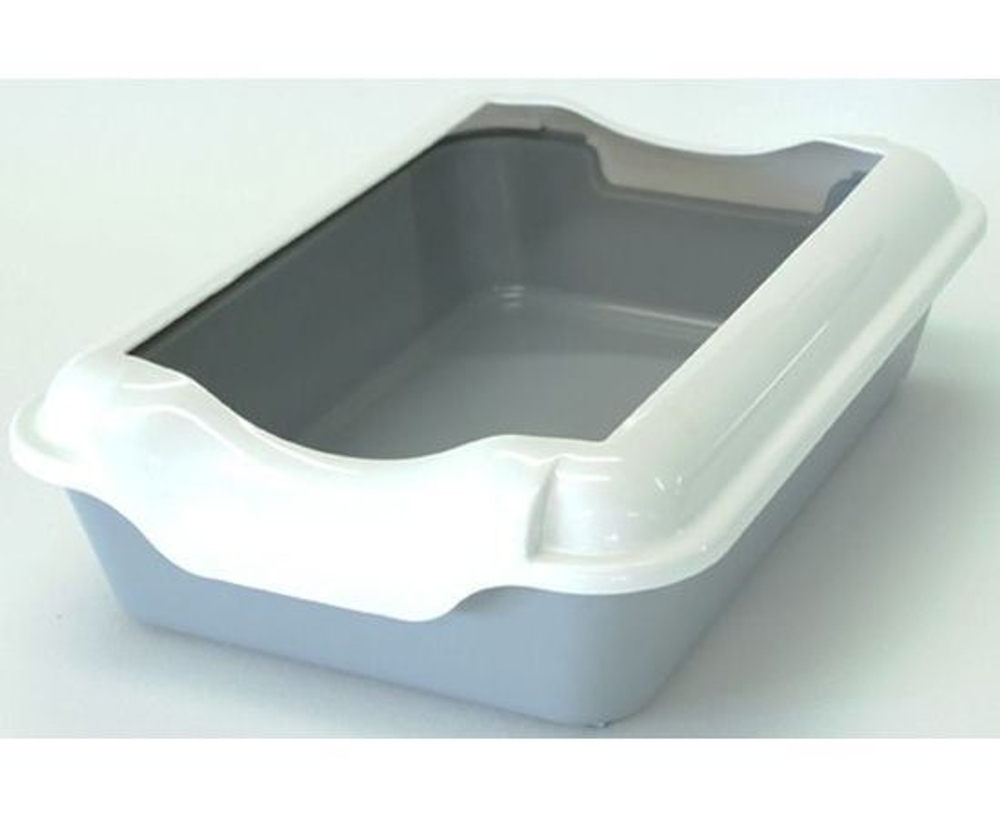 Туалет для кошек с бортиком без сетки 37*27*11,5см, бортик в комплекте, серый, HOMECAT