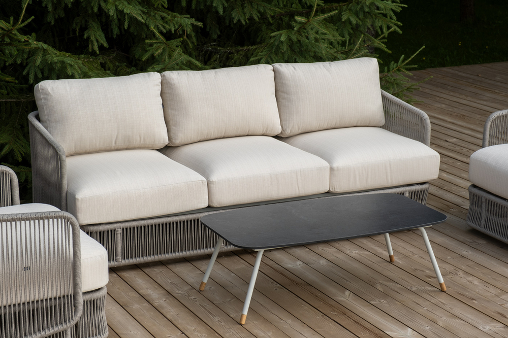 "Альбано" лаунж-зона 5-местная плетеная из роупа (веревки), каркас алюминиевый светло-серый, роуп серый меланж