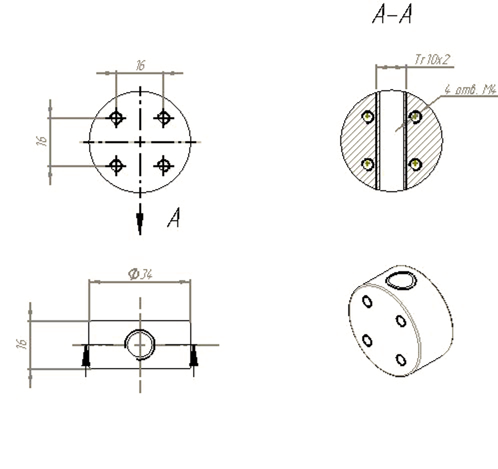 Гайка трапецеидальная TR10x2 (бронза)
