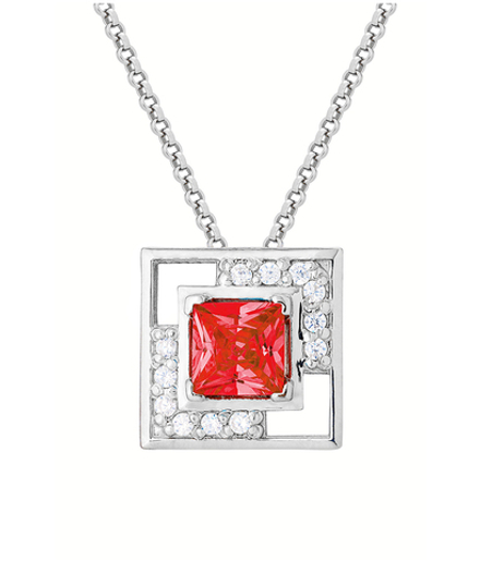 Подвес из серебра со вставками из красного и бесцветных фианитов