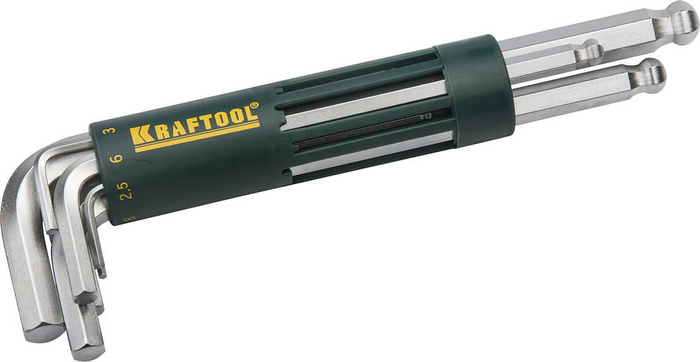 KRAFTOOL HEX-Ball, 8 шт, набор длинных шестигранных ключей с шаром (27431-2)