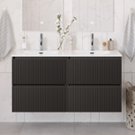 Тумба с раковиной подвесная BelBagno UNO-1200-4C-SO-GSO Темно-Серый матовый, раковина белая BB-8099-120-2 с 2-я чашами