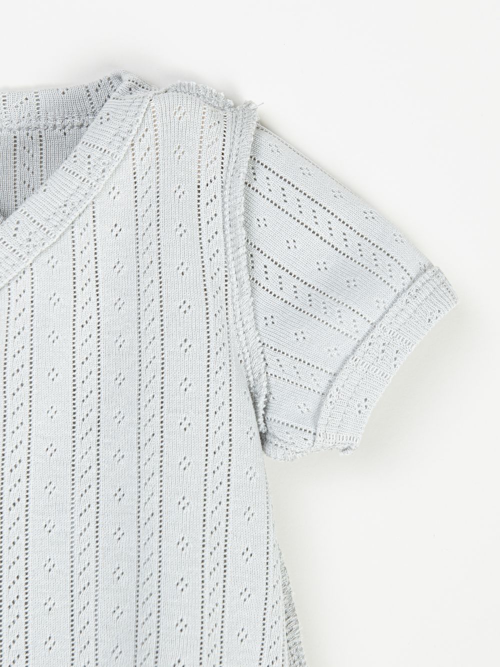 Боди-кимоно с коротким рукавом "Жемчуг" из ажурного хлопка 0+