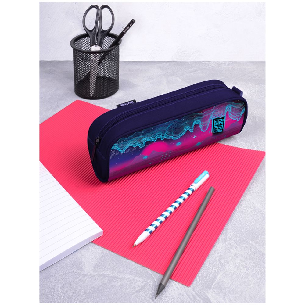 Пенал-косметичка 1 отделение, 220*75*55 Berlingo "Retro Future", полиэстер