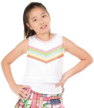 Футболка для девочки Lucky in Love Girls Palm Island Coco Chevron Tank - White