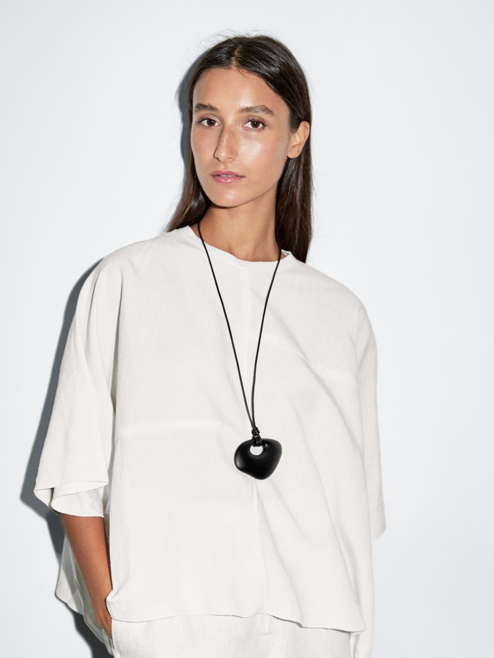 Massimo Dutti Короткая накидка с декоративными швами, белый