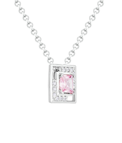 Подвес из серебра со вставками из розового и бесцветных фианитов
