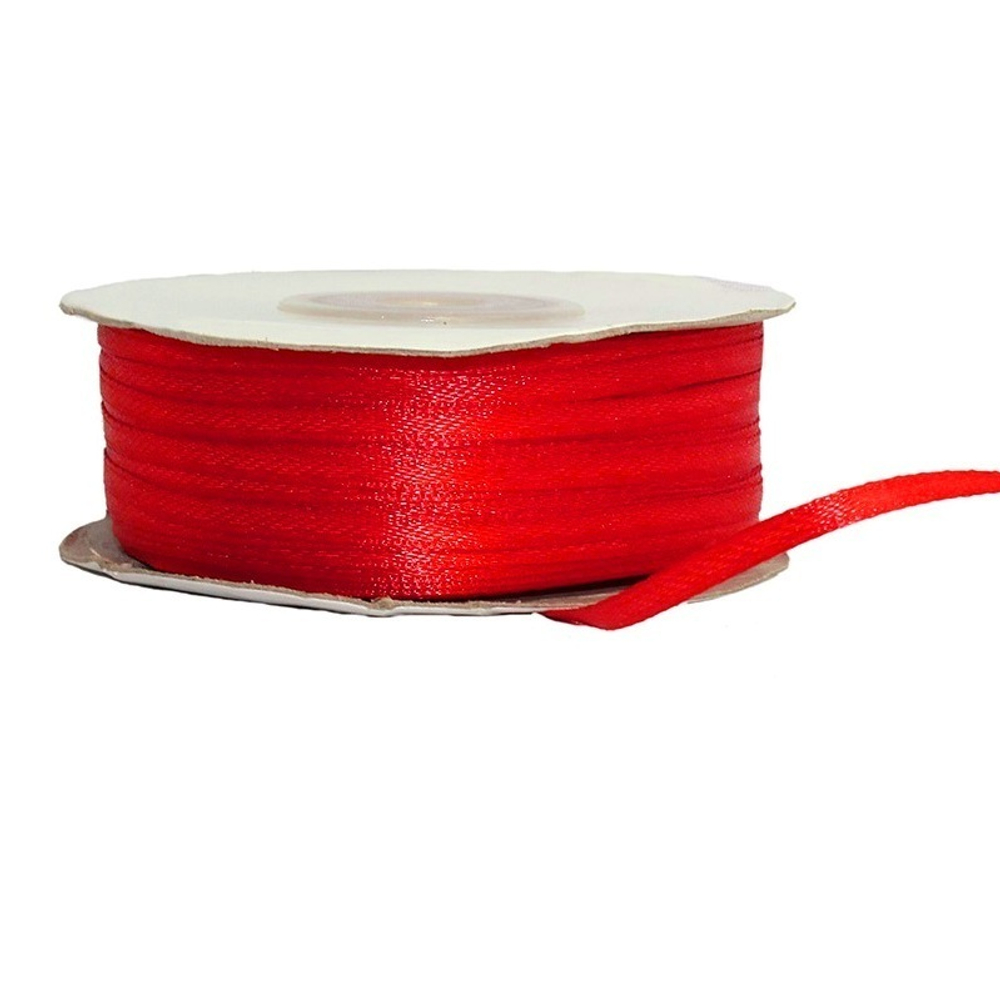 Лента атласная красная 3 мм.