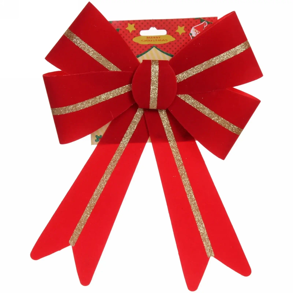 Бант на ёлку «Праздничный» 21*31 см, Красный