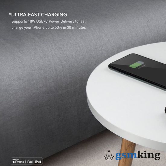 Uniq HELIX Antimicrobial USB-C to Lightning (1.2m) Black