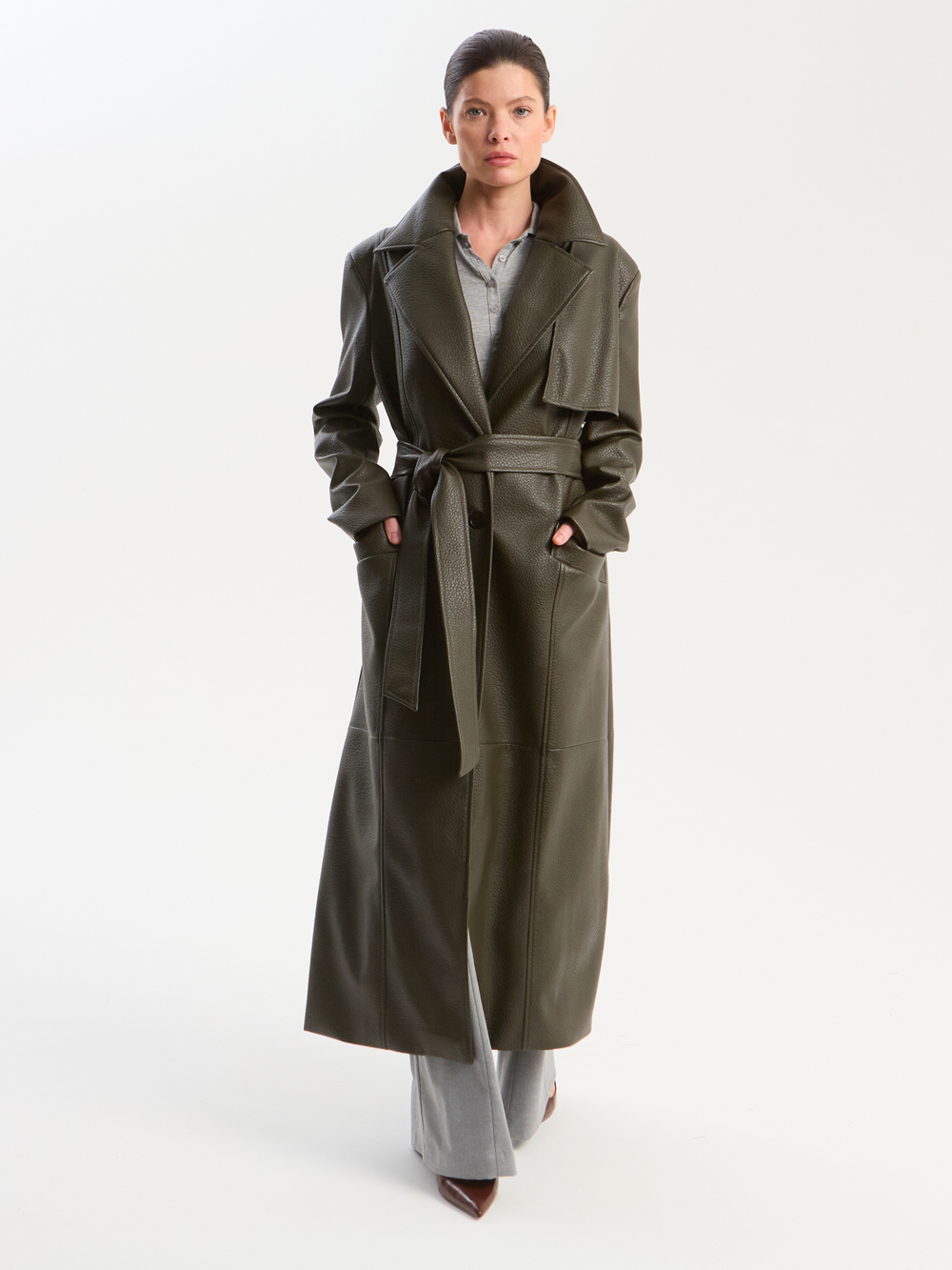 Тренч из экокожи