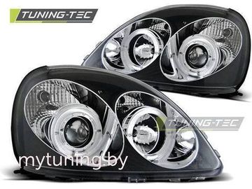 Передние фары Toyota Yaris angel eyes black
