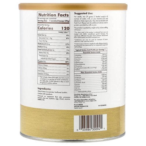 Solgar, Grass Fed, протеиновый порошок Whey To Go®, без добавок, 2,3 фунта (1044 г)