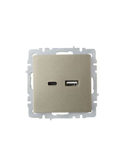 Розетка BRITE USB A+C 18Вт РЮ11-1-БрШ механизм шампань IEK BR-U22-018-K37