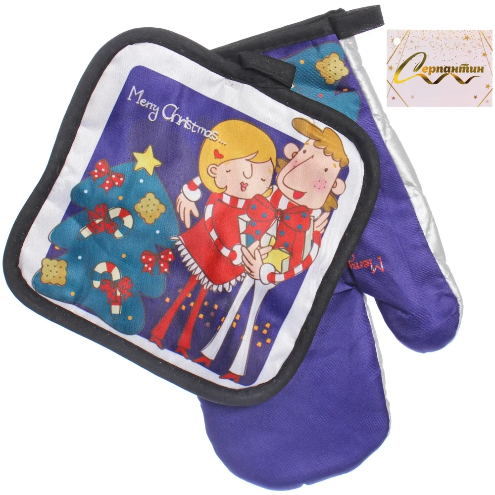 Прихватка в наборе с варежкой «Парочка», 17,5*17,5 см и 26*17 см