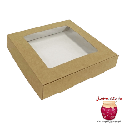Упаковка для печенья и пряников моноблок 160*160*30 мм (КРАФТ)
