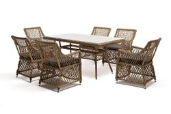 "Латте" обеденная группа плетеная, цвет соломенный