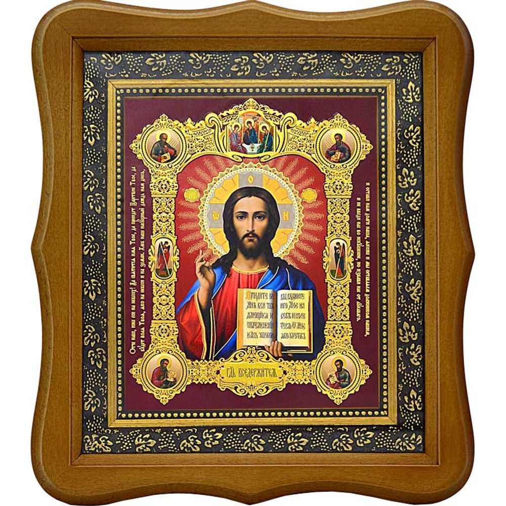 Христос Пантократор (Спас Вседержитель). Рельефная печать с золотым тиснением.