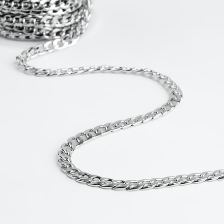 Цепочка железо плоская 9,5*6,5мм ,серебряный ,9376781