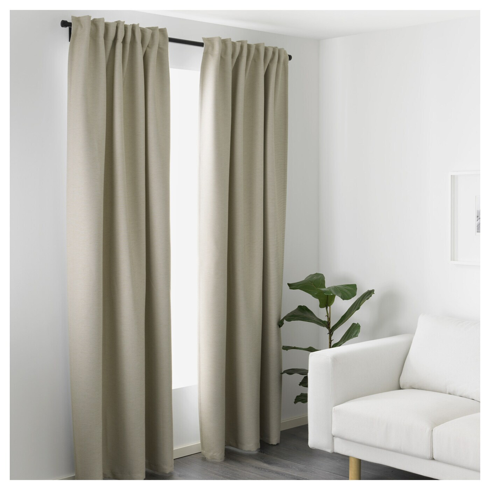 IKEA VILBORG  (ИКЕА ВИЛБОРГ)  -  Шторы, 1 пара, на ленте/бежевые, 145x300 см