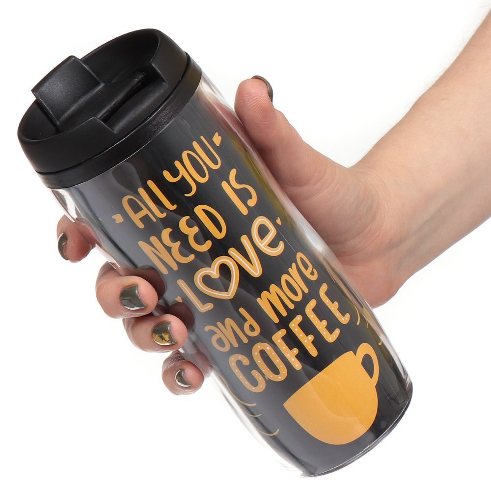 Термокружка пластик, 0.38 л, Daniks, Кофе 2, колба пластик, YYCF001-11