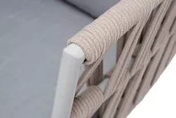 "Диего" кресло плетеное из роупа, каркас алюминий светло-серый (RAL7035) муар, роуп бежевый круглый, ткань светло-серая