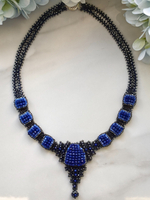 Колье из бисера "Ника" ручной работы с камнем Лазурит