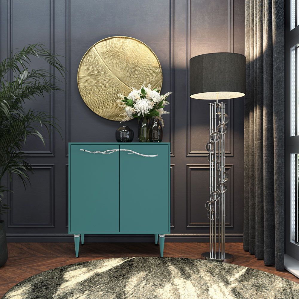 Комод Арт Колор matte Классик Сильвер с 2 полками Пастельно-синий матовый