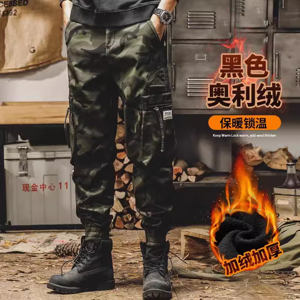 Американские камуфляжные повседневные брюки мужские весенне-осенние свободные прямые карманы, большие карманные тренды ретро десантники брюки