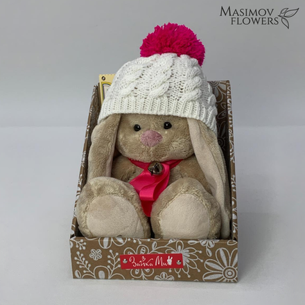 Зайка Ми в белой шапке с помпоном (малый)