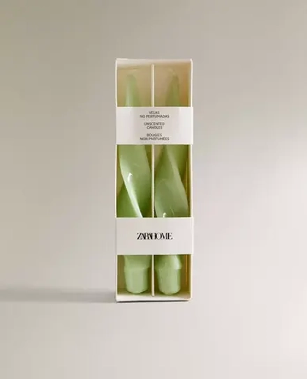 ZARA HOME НАБОР ДЕКОРАТИВНЫХ НЕФРИТОВЫХ ЗЕЛЁНЫХ СВЕЧЕЙ ( 2 ШТ.), СИНИЙ