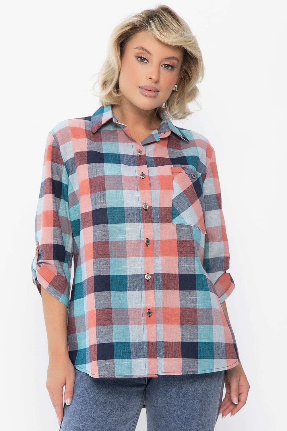 Рубашка Аланта НЬЮ (зелено-оранжевая) Б14038-18М LT Collection