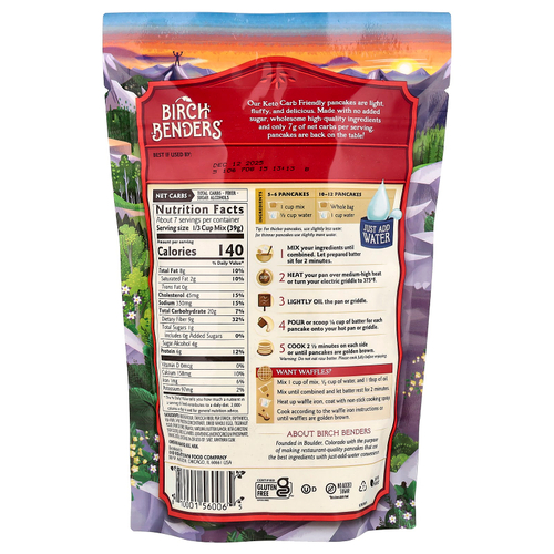 Birch Benders, полноценная смесь для выпекания блинов и вафель, кетодиета, 283 г (10 унций)