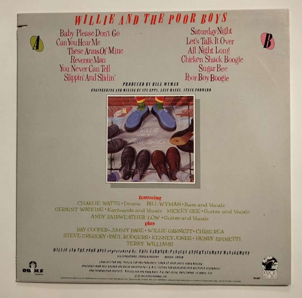 Винтажная виниловая пластинка LP Willie And The Poor Boys Willie And The Poor Boys (Canada 1985)