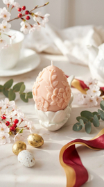 Свеча яйцо пасхальное с цветами розовое