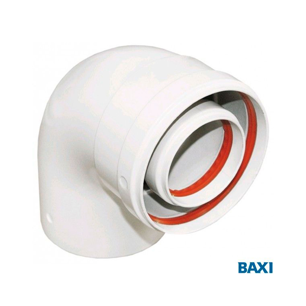 Колено коаксиальное 90гр. BAXI полипропиленовое, диам. 80/125 для конденс. котлов