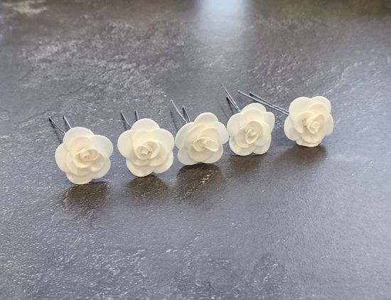 Набор шпилек "Розочки мини" латекс, 5 шт, белые