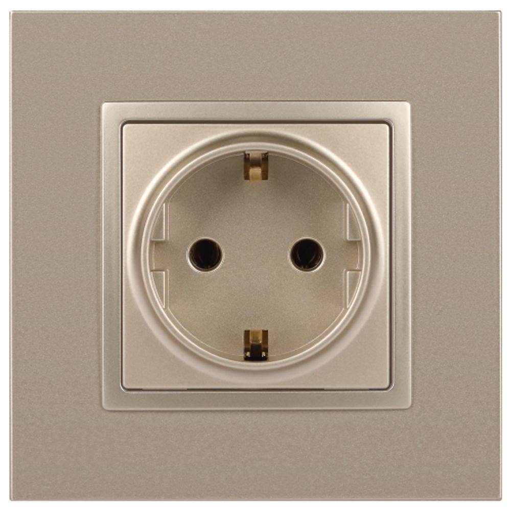 Розетка ЭРА Elegance 14-2101-04 с заземлением 2P+E Schuko 16A-250В IP20 шампань