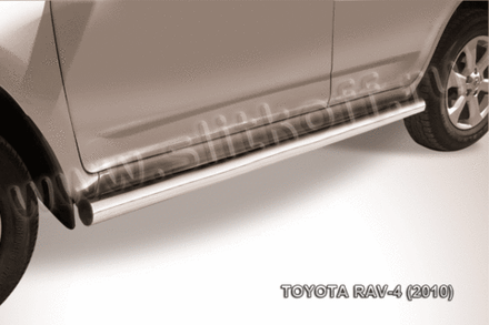Пороги из нержавейки Toyota Rav-4 (2010-2016) d76 труба (черный цвет)