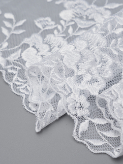 Вышивка на сетке кипельно-белая неэластичная ширина 24 см