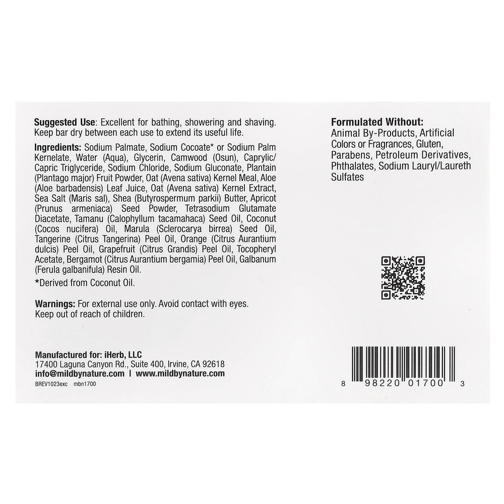 Mild By Nature, отшелушивающее кусковое мыло, с цитрусовым ароматом, 141 г (5 унций)