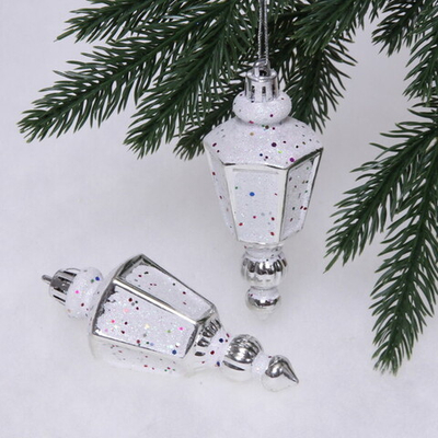 Ёлочные игрушки «Фонарик» 11 см (набор 2 шт), серебро