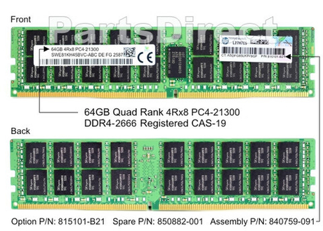 Модуль памяти HPE 815101-B21 64-GB (1 x 64GB) Quad Rank x4 DDR4-2666