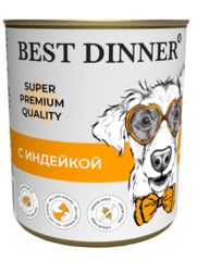 Best Dinner Super Premium Мясные деликатесы для взрослых собак и щенков с 6 мес (индейка) 340 гр
