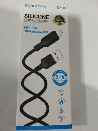 Кабель USB - микро USB BOROFONE BX113 2м 3A, силикон черный