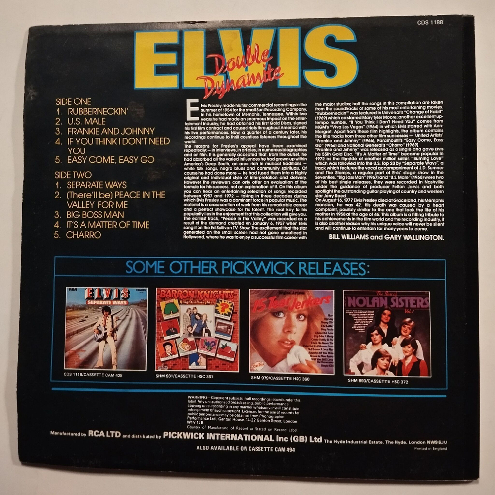 Винтажная виниловая пластинка LP Elvis Presley Double Dynamite Vol. 2 (UK 1980)